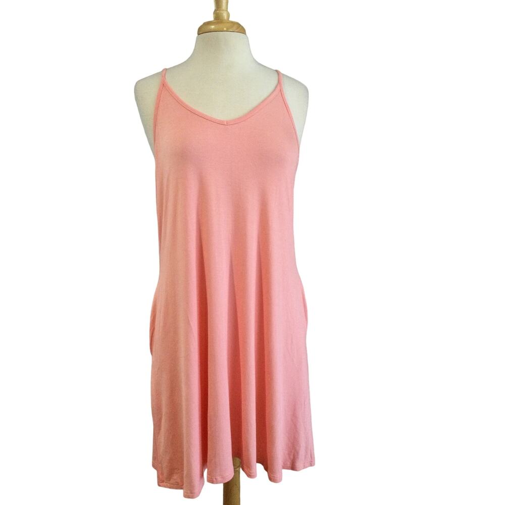 Qearal A-line Knee Length Spaghetti Strap Pocket Slip Dress Size L NWT
